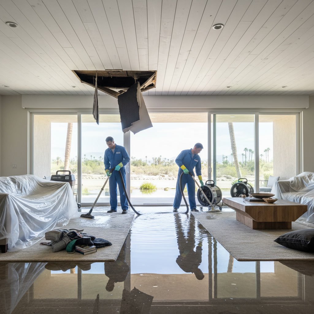 water damage cleanup and restoration in Rancho Mirage home